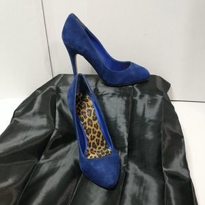 Aldo EPPERLEY BLUE SUADE HEELS 39 8.5 US